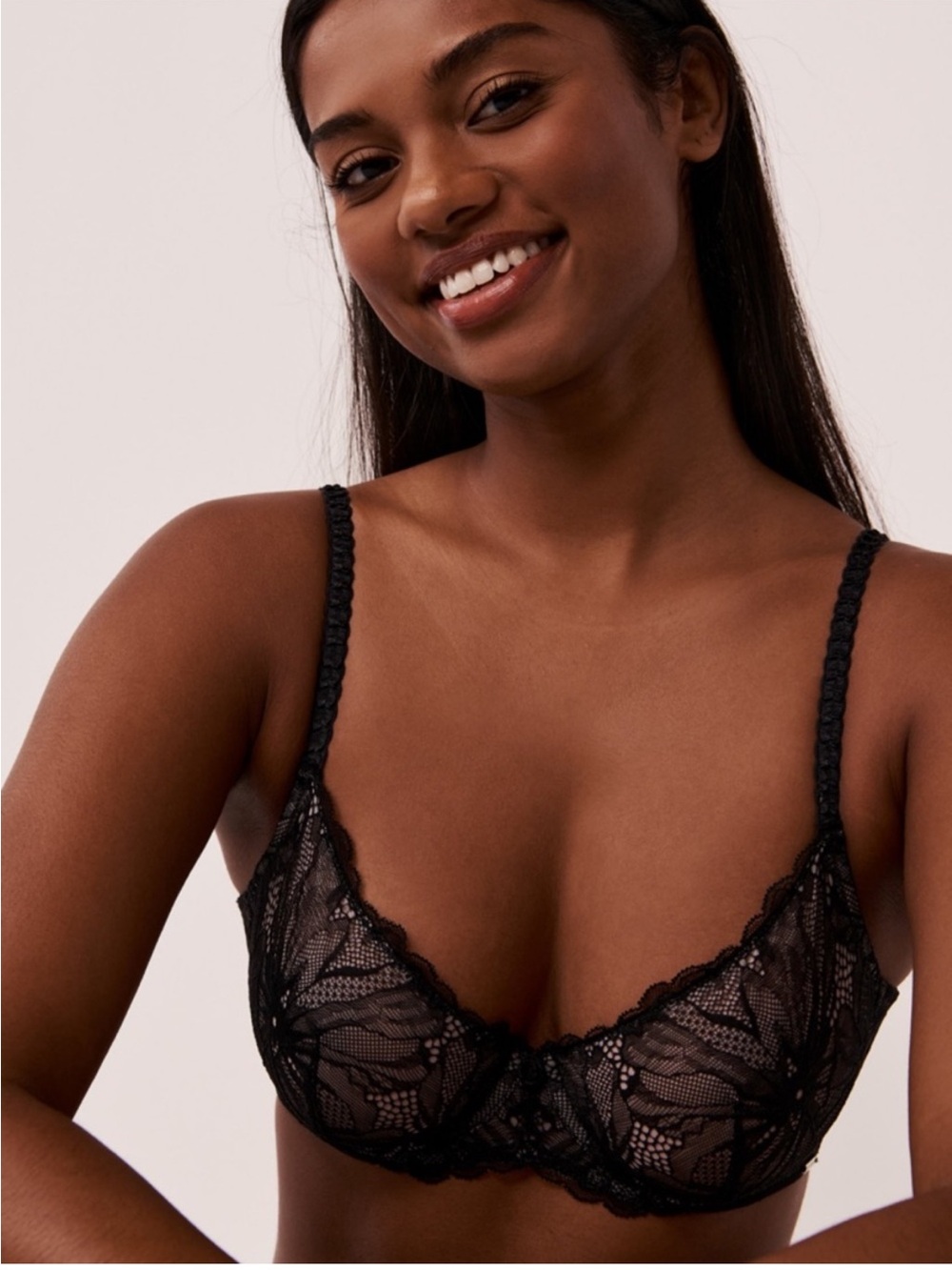 La Vie En Rose Black Lace Underwire unlined Bra size 34D